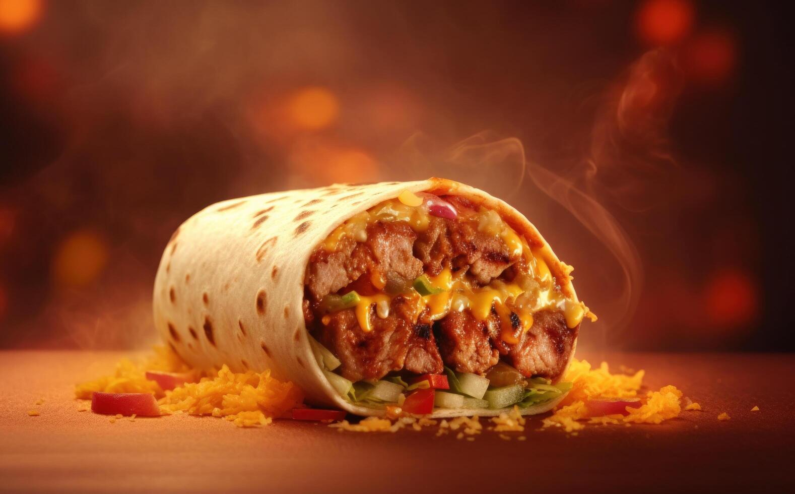 Hot mexican burrito. Illustration photo