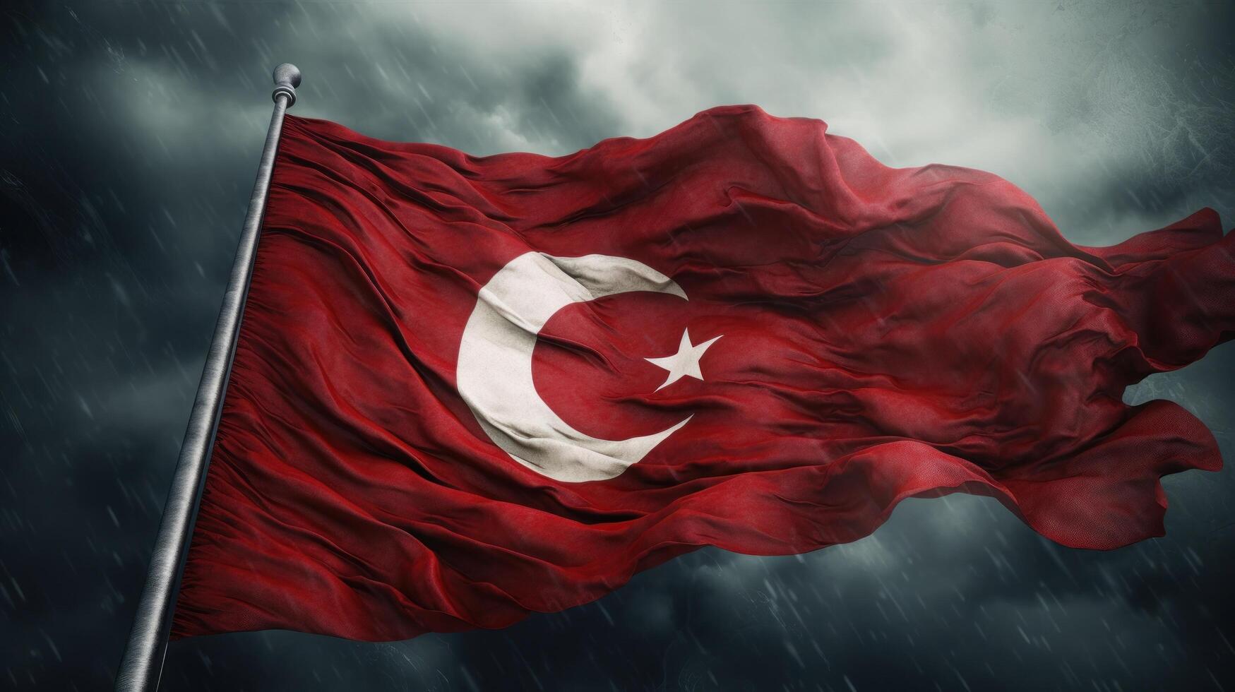 Red Turkish flag. Illustration photo