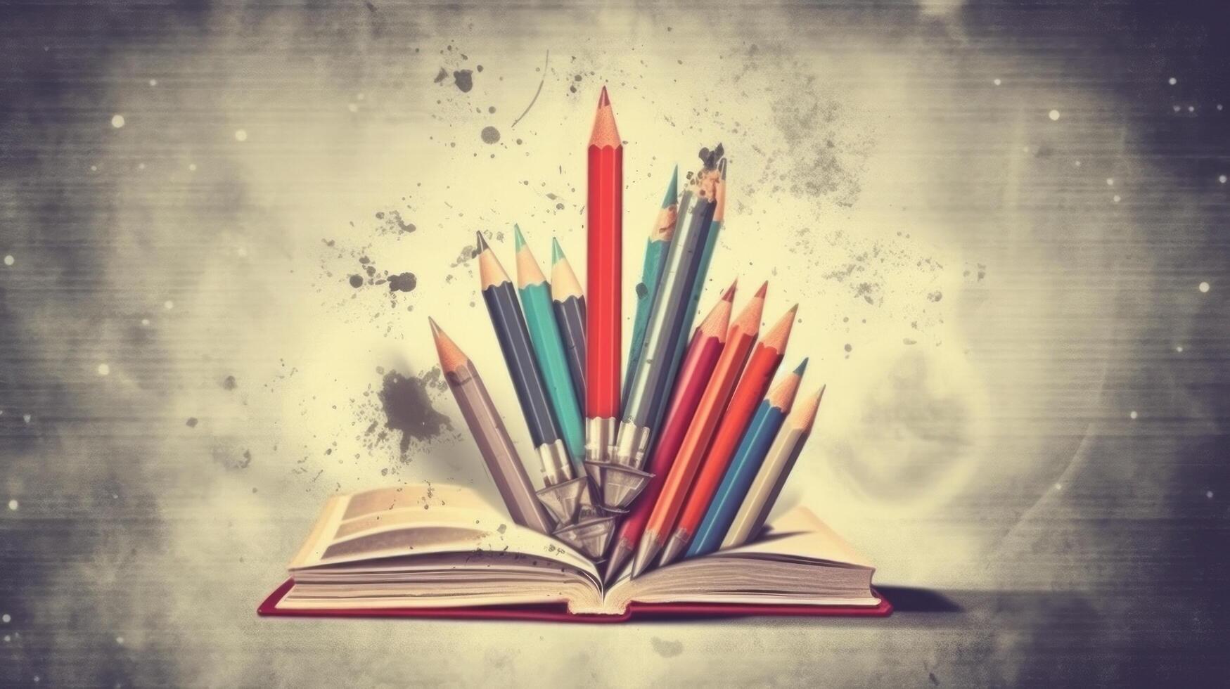 Books and rocket. Education concept. Illustration photo