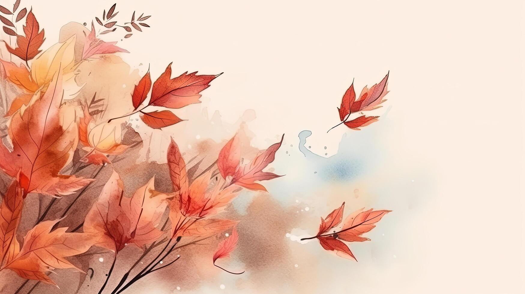 Watercolor Autumn fall background. Illustration photo