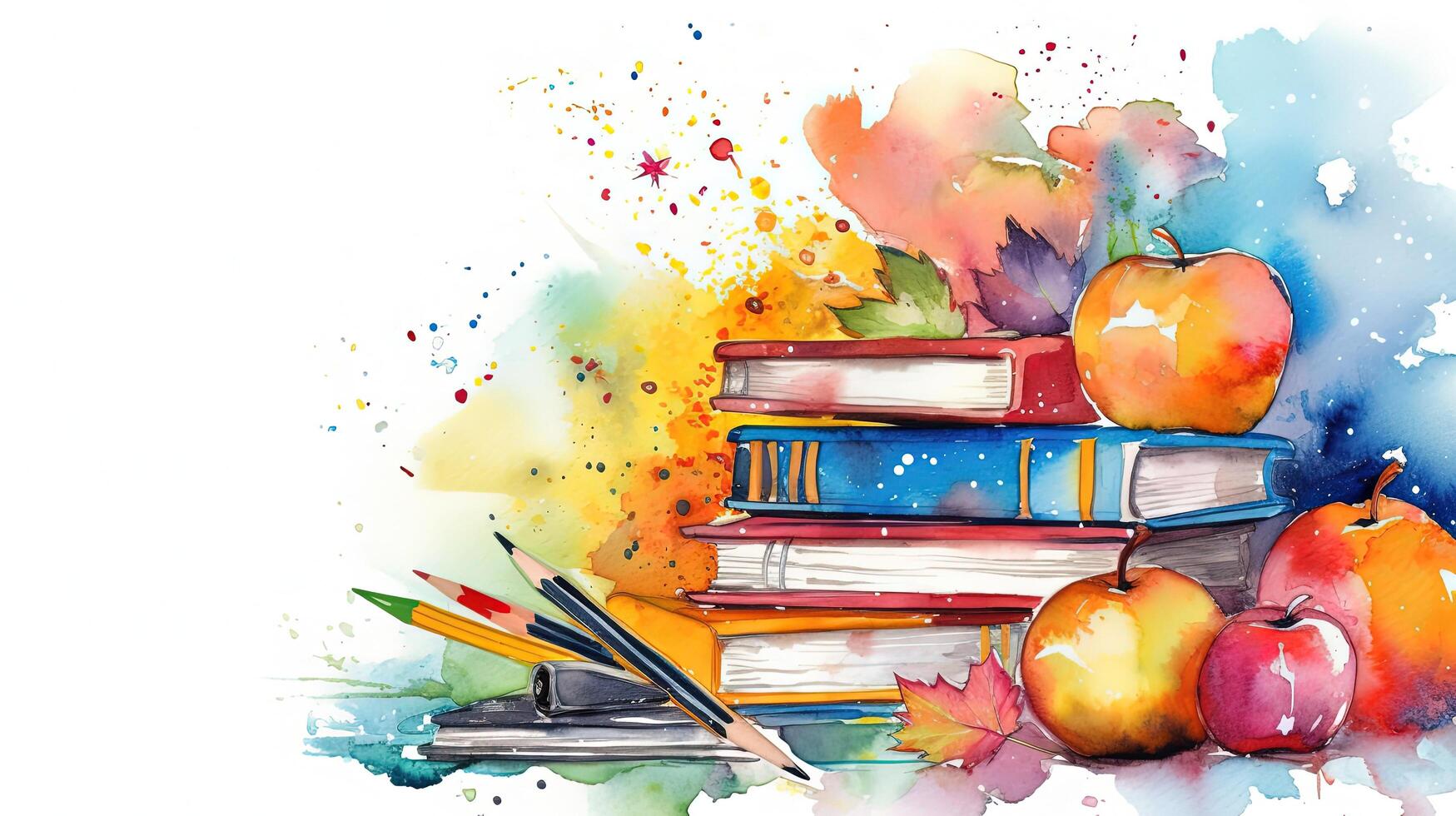 Back to school watercolor background. Illustration photo