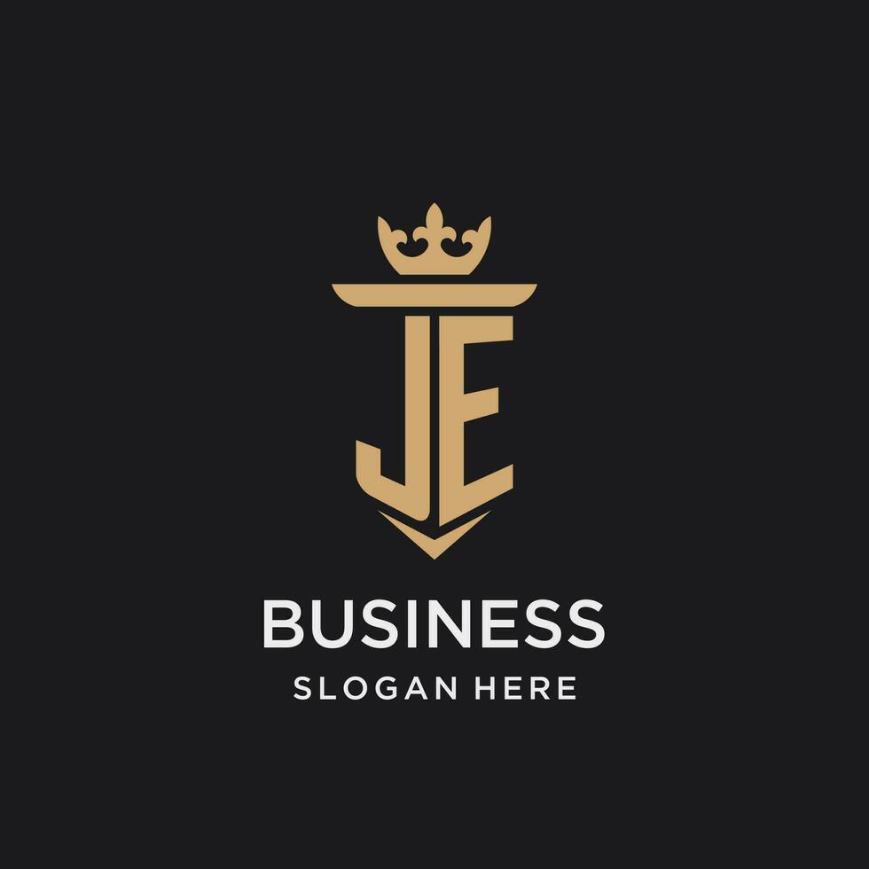 JE monogram with medieval style, luxury and elegant initial logo design vector