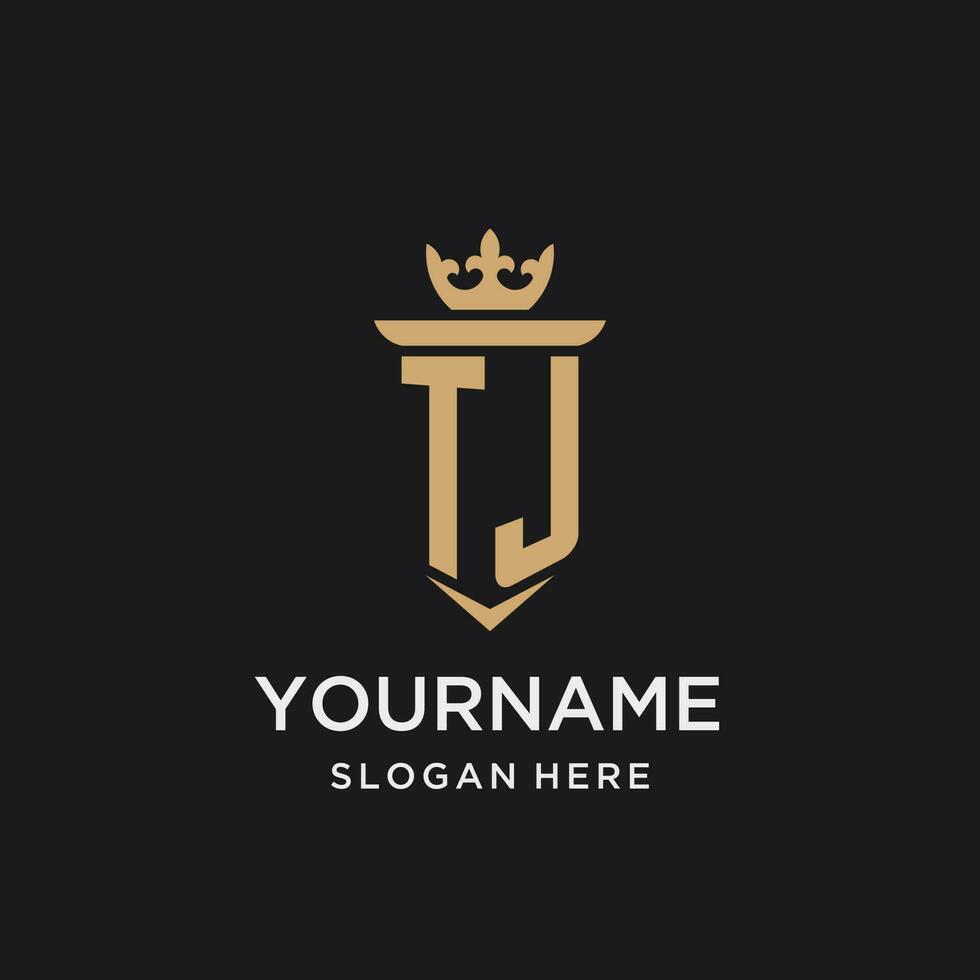 TJ monogram with medieval style, luxury and elegant initial logo design vector