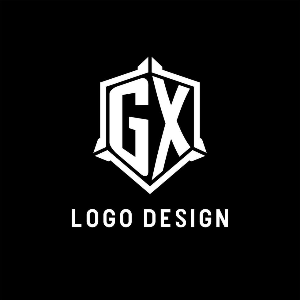 GX logo initial with shield shape design style vector
