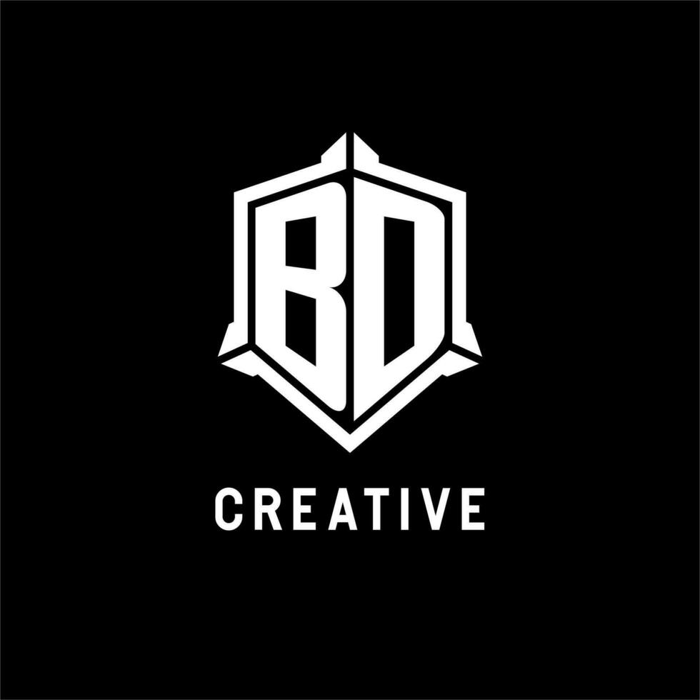 BD logo initial with shield shape design style vector