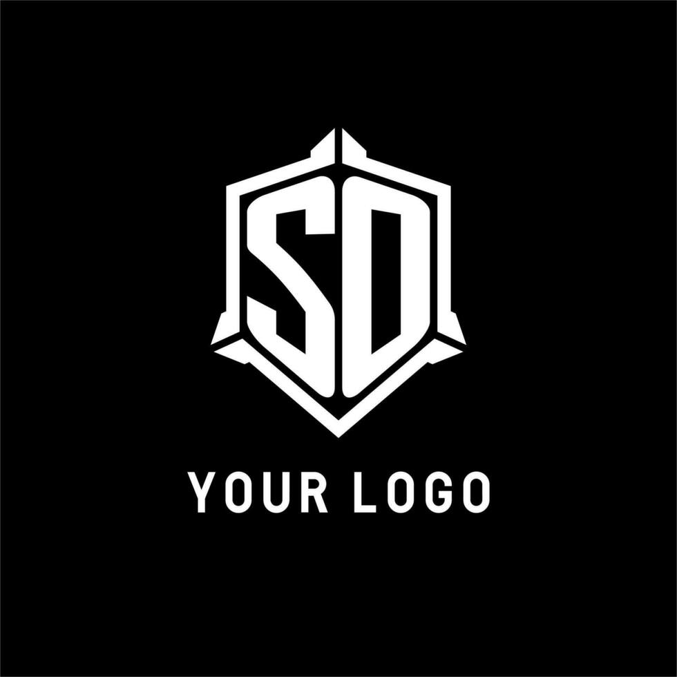 SO logo initial with shield shape design style vector