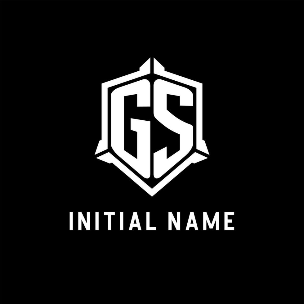 gs logo inicial con proteger forma diseño estilo vector