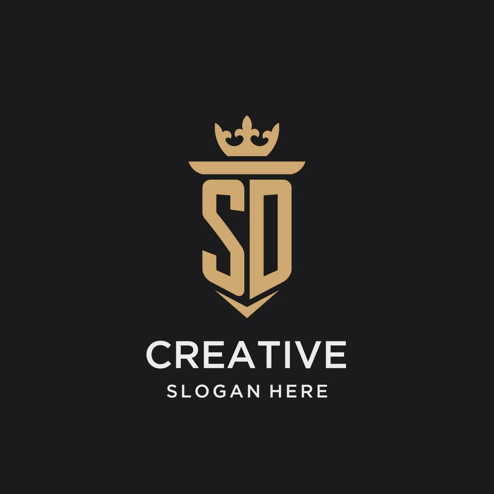 SD monogram with medieval style, luxury and elegant initial logo design vector