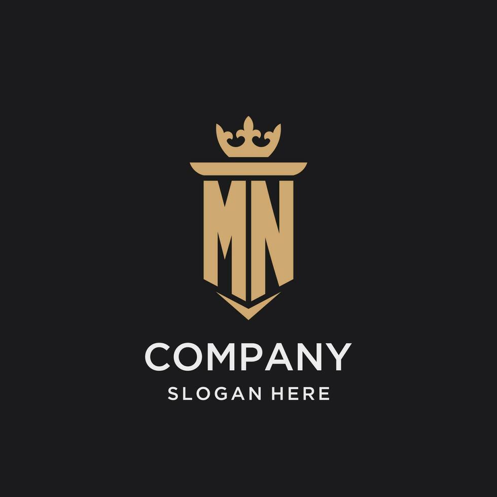 MN monogram with medieval style, luxury and elegant initial logo design vector