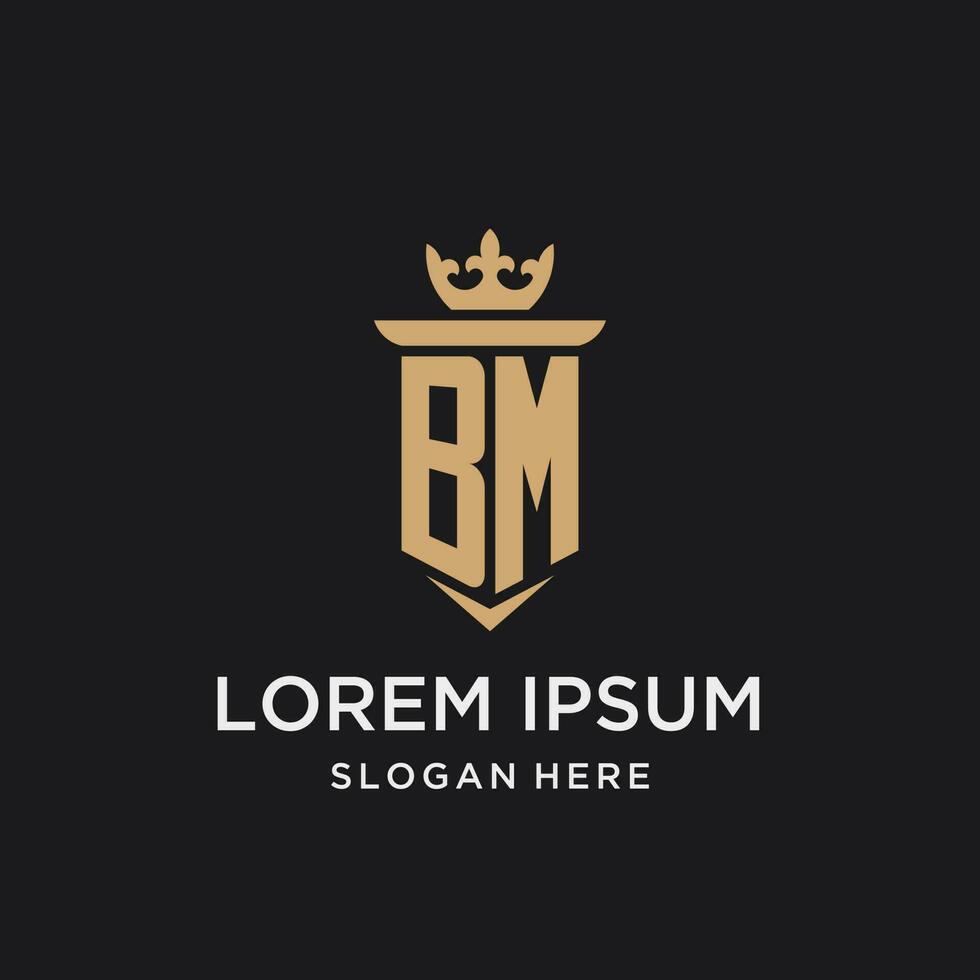 BM monogram with medieval style, luxury and elegant initial logo design vector