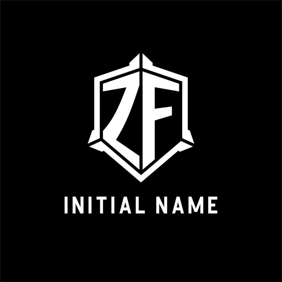 ZF logo initial with shield shape design style vector