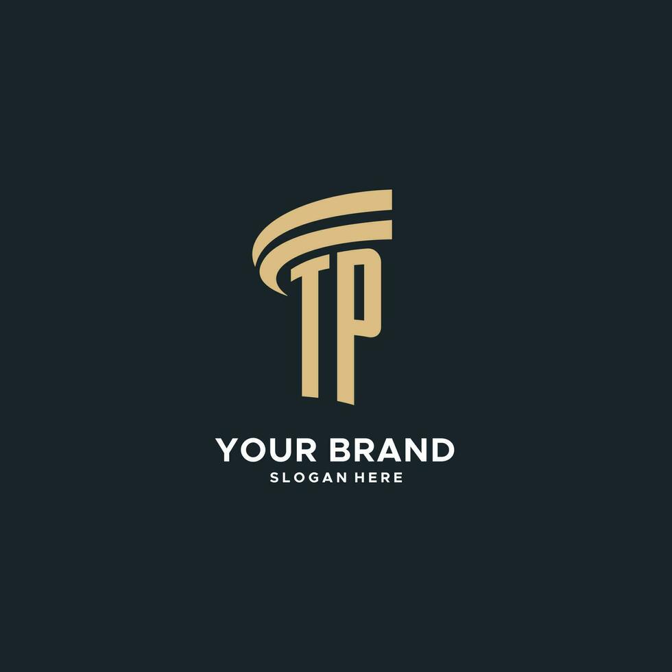 TP monogram with pillar icon design, luxury and modern legal logo design ideas vector