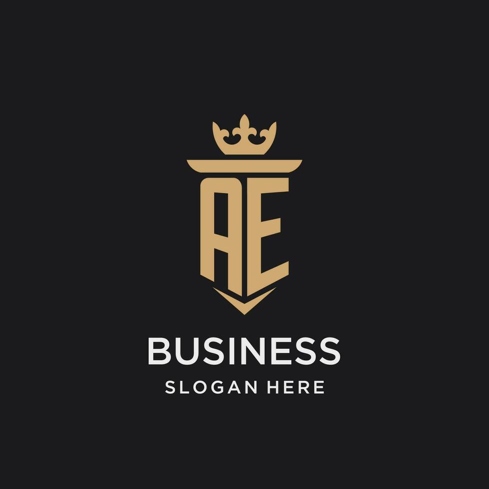 AE monogram with medieval style, luxury and elegant initial logo design vector