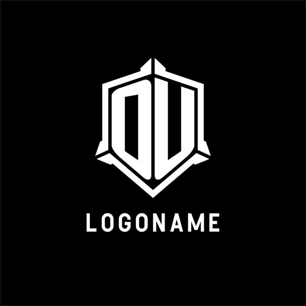 OU logo initial with shield shape design style vector