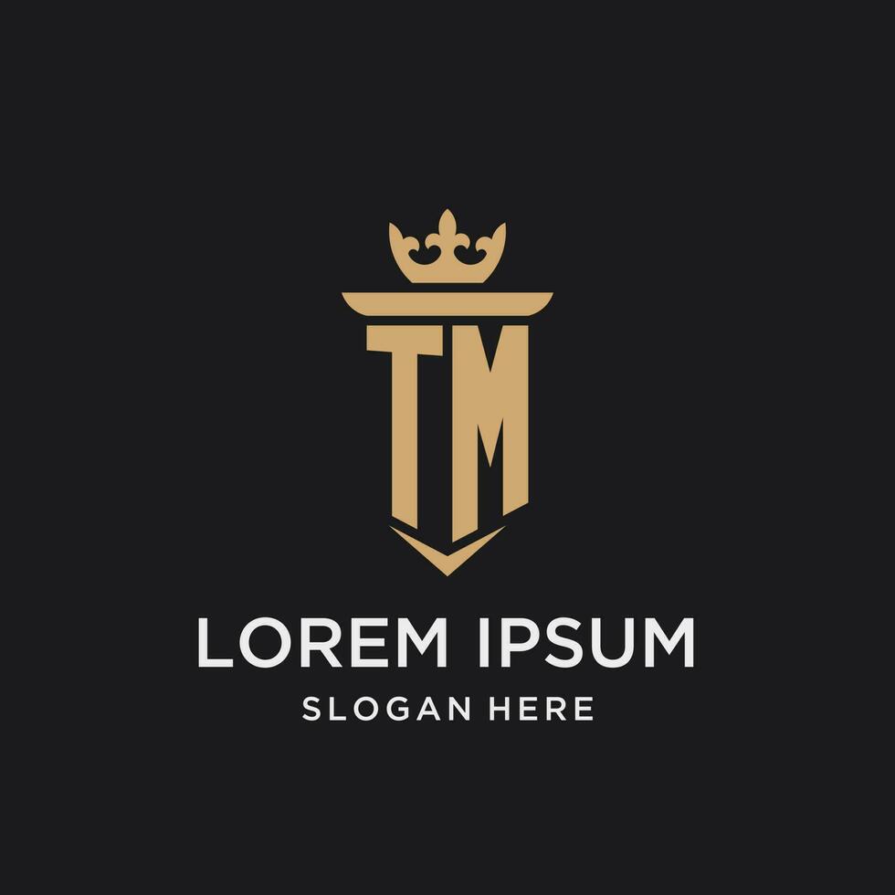 TM monogram with medieval style, luxury and elegant initial logo design vector