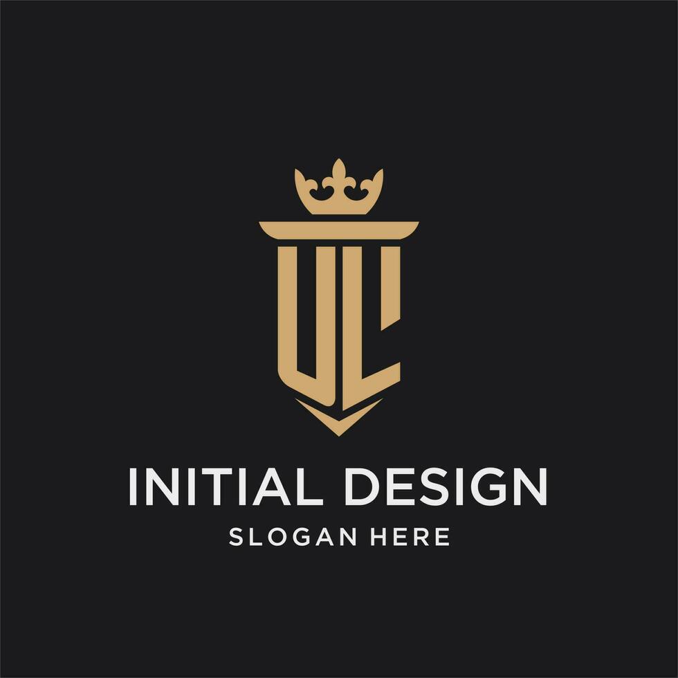 UL monogram with medieval style, luxury and elegant initial logo design vector