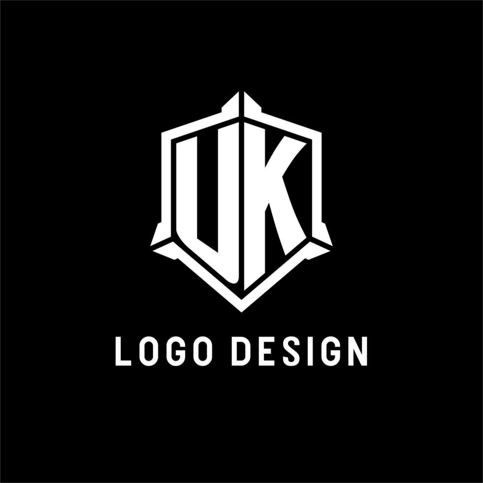 UK logo initial with shield shape design style vector
