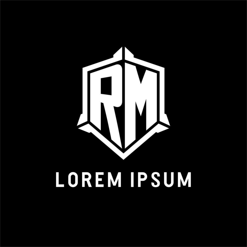 rm logo inicial con proteger forma diseño estilo vector