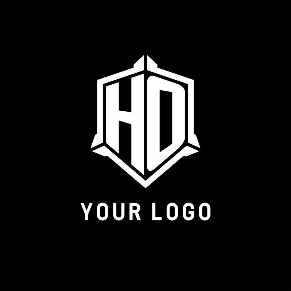 Ho logo inicial con proteger forma diseño estilo vector