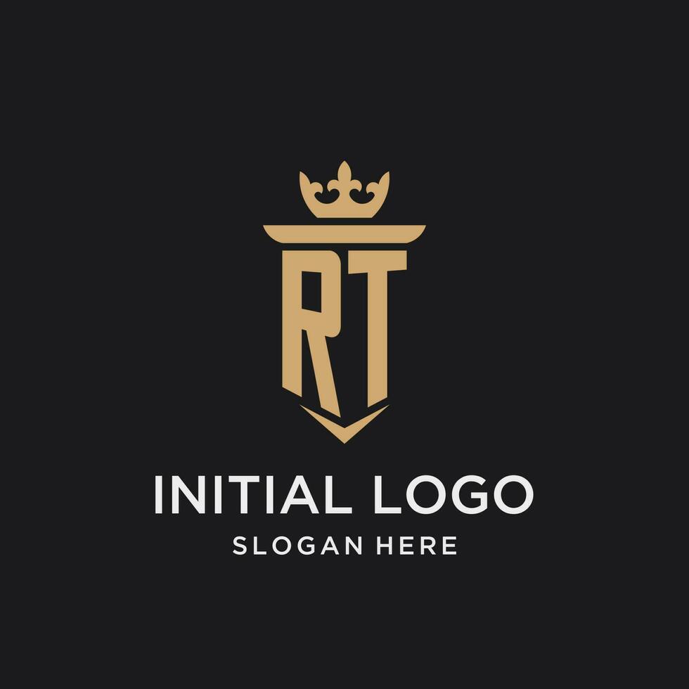 RT monogram with medieval style, luxury and elegant initial logo design vector