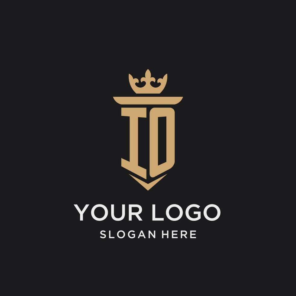 IO monogram with medieval style, luxury and elegant initial logo design vector