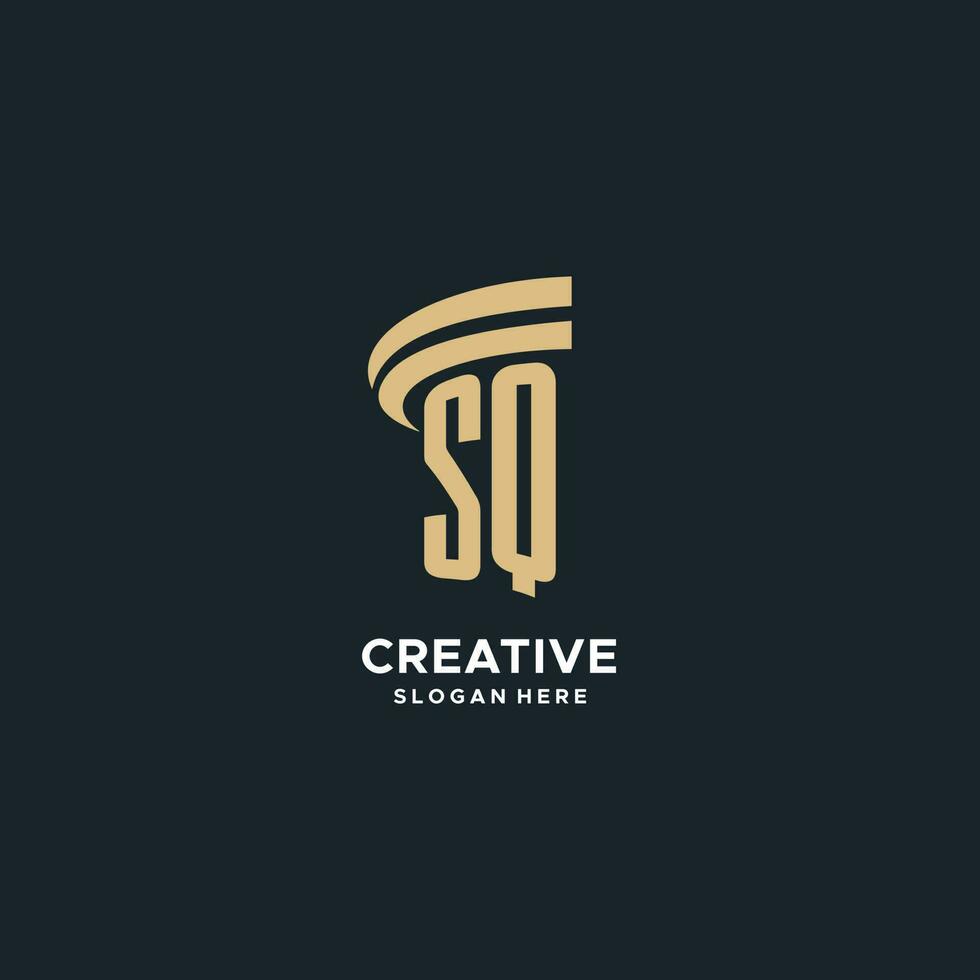 SQ monogram with pillar icon design, luxury and modern legal logo design ideas vector