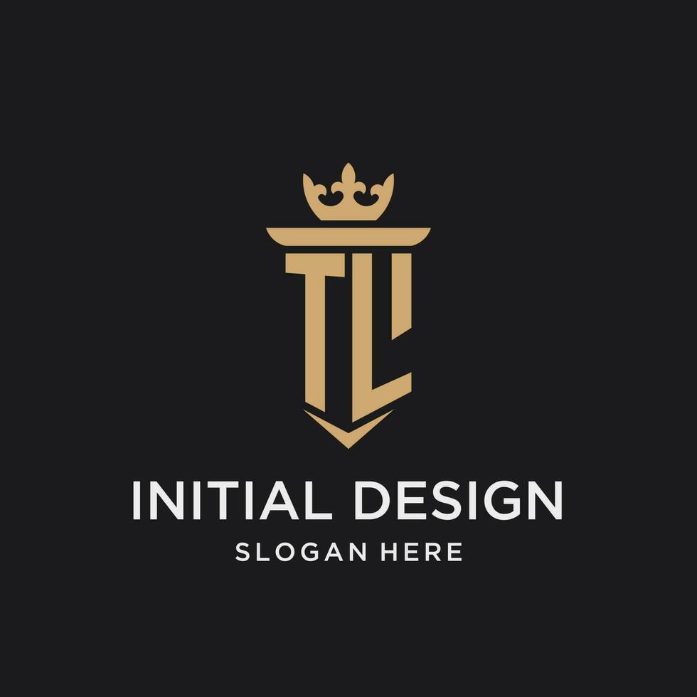 TL monogram with medieval style, luxury and elegant initial logo design vector