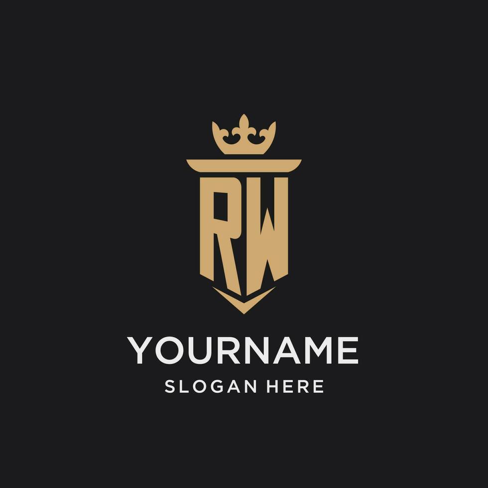 RW monogram with medieval style, luxury and elegant initial logo design vector