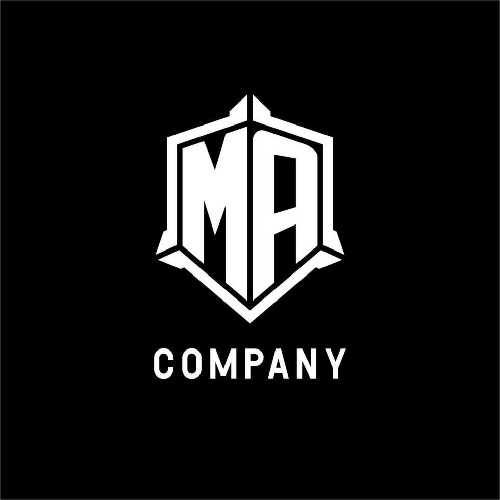 MA logo initial with shield shape design style vector