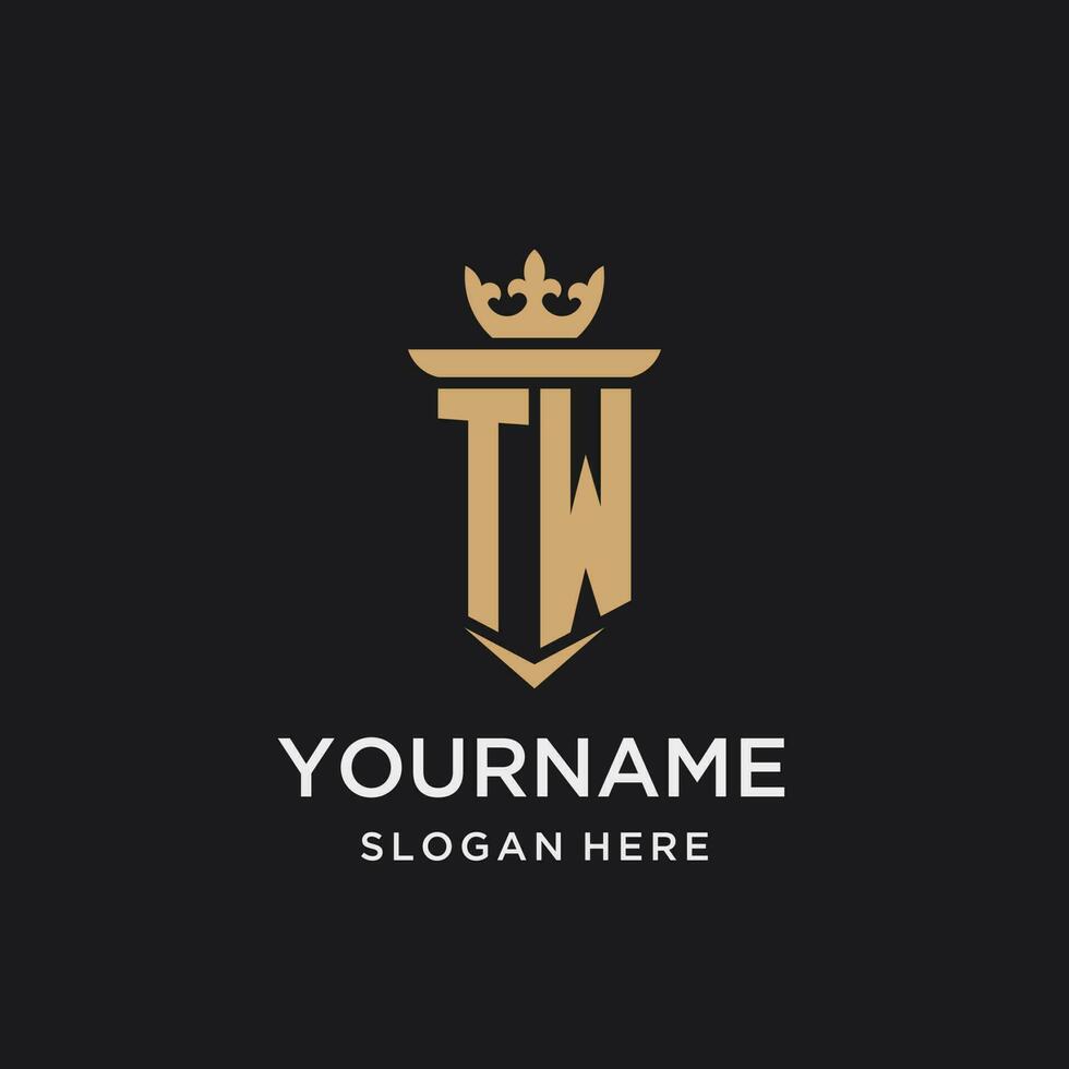 TW monogram with medieval style, luxury and elegant initial logo design vector