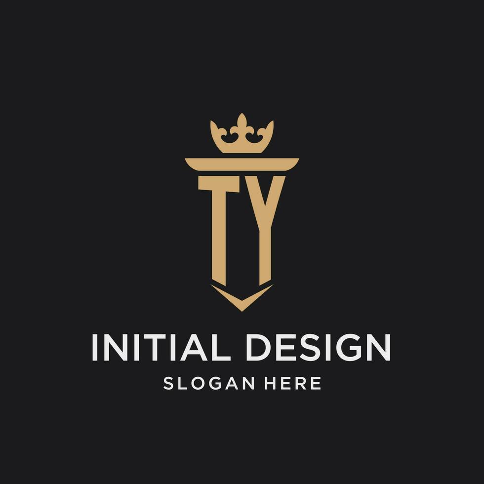 TY monogram with medieval style, luxury and elegant initial logo design vector