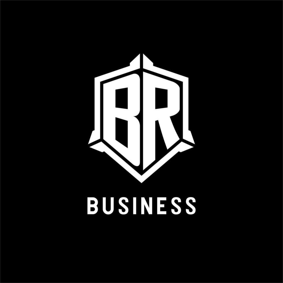 BR logo initial with shield shape design style vector