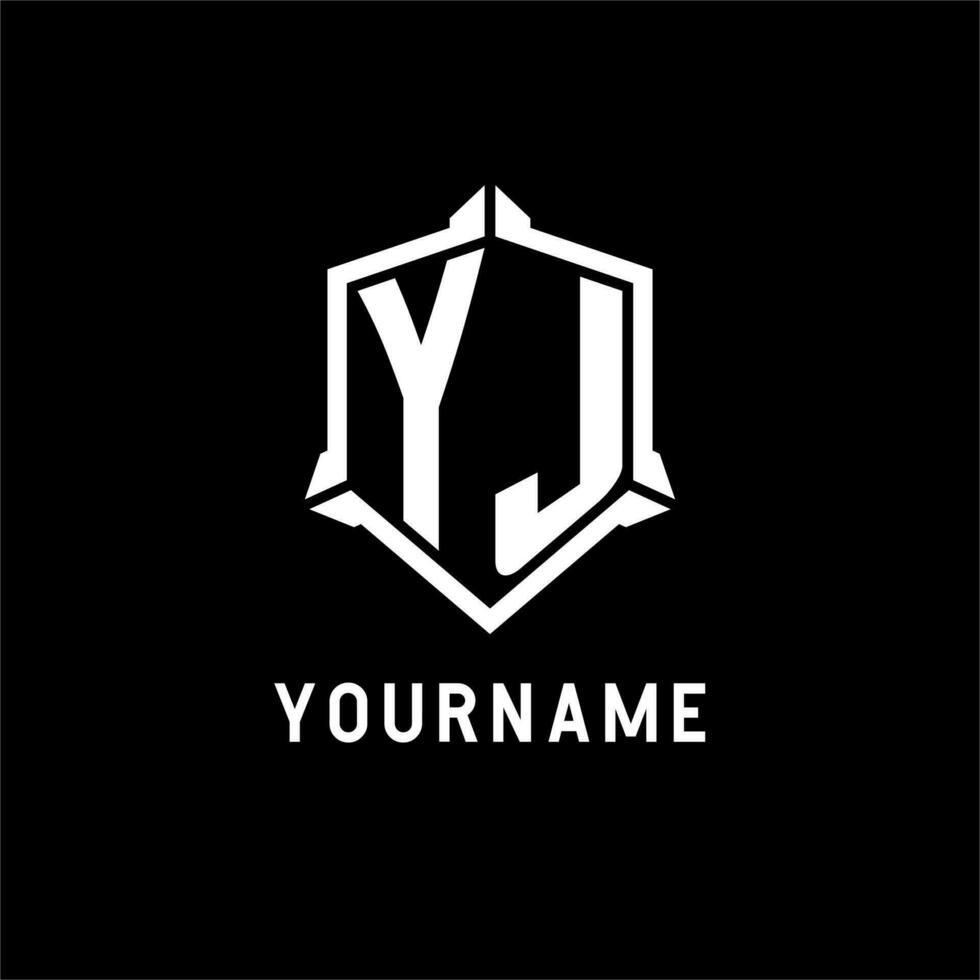 YJ logo initial with shield shape design style vector