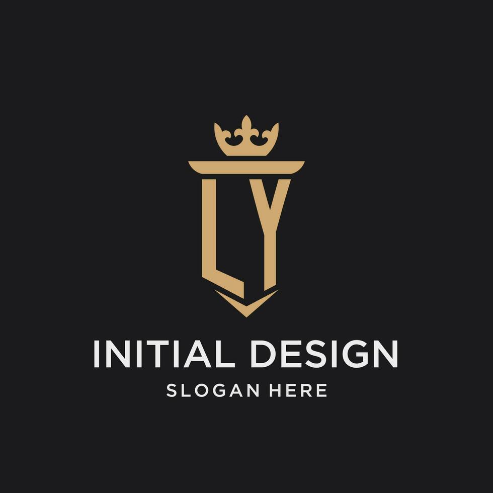 LY monogram with medieval style, luxury and elegant initial logo design vector