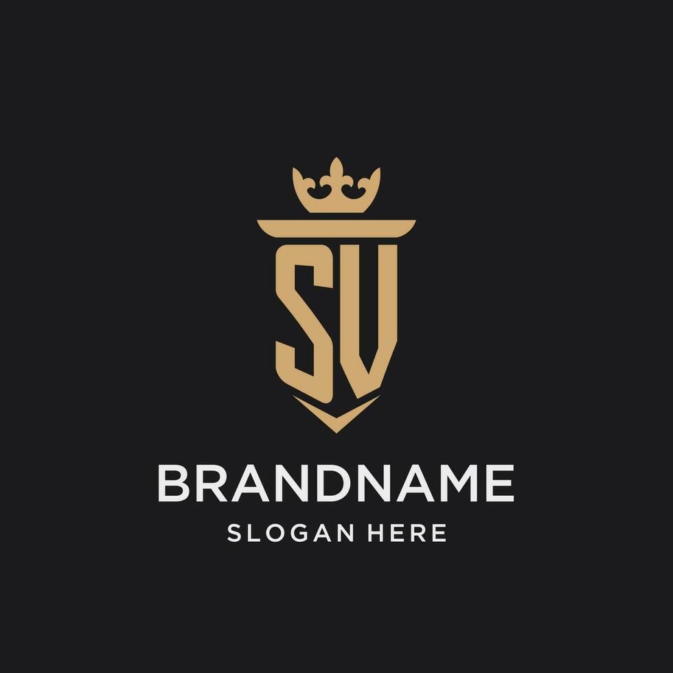 SV monogram with medieval style, luxury and elegant initial logo design vector
