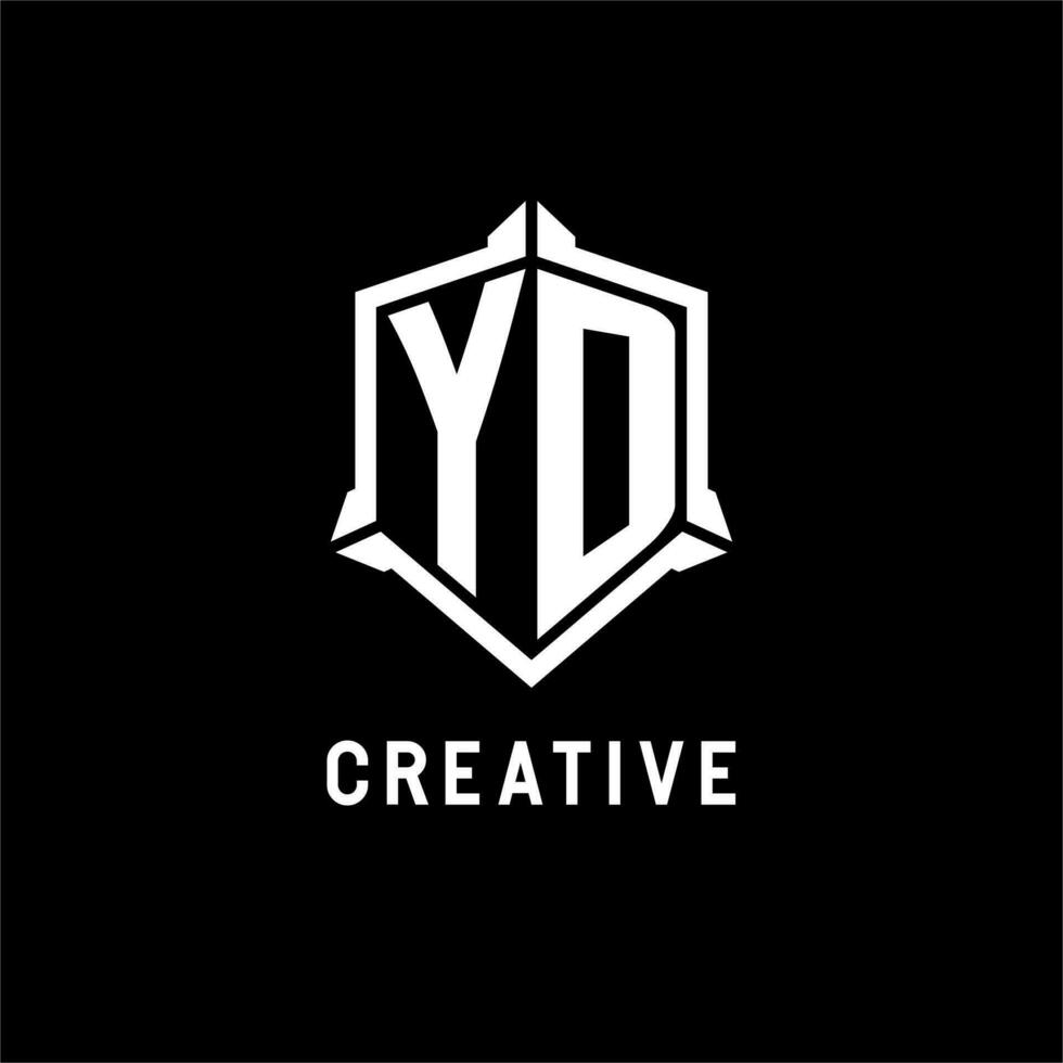 YD logo initial with shield shape design style vector