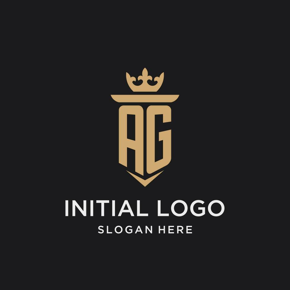 ag monograma con medieval estilo, lujo y elegante inicial logo diseño vector
