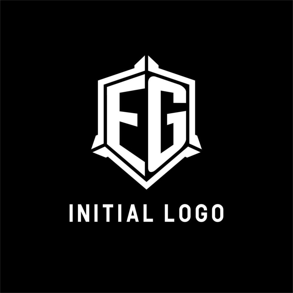 EG logo initial with shield shape design style vector