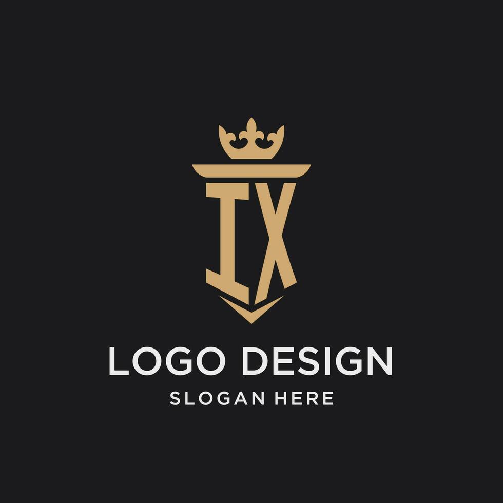 IX monogram with medieval style, luxury and elegant initial logo design vector