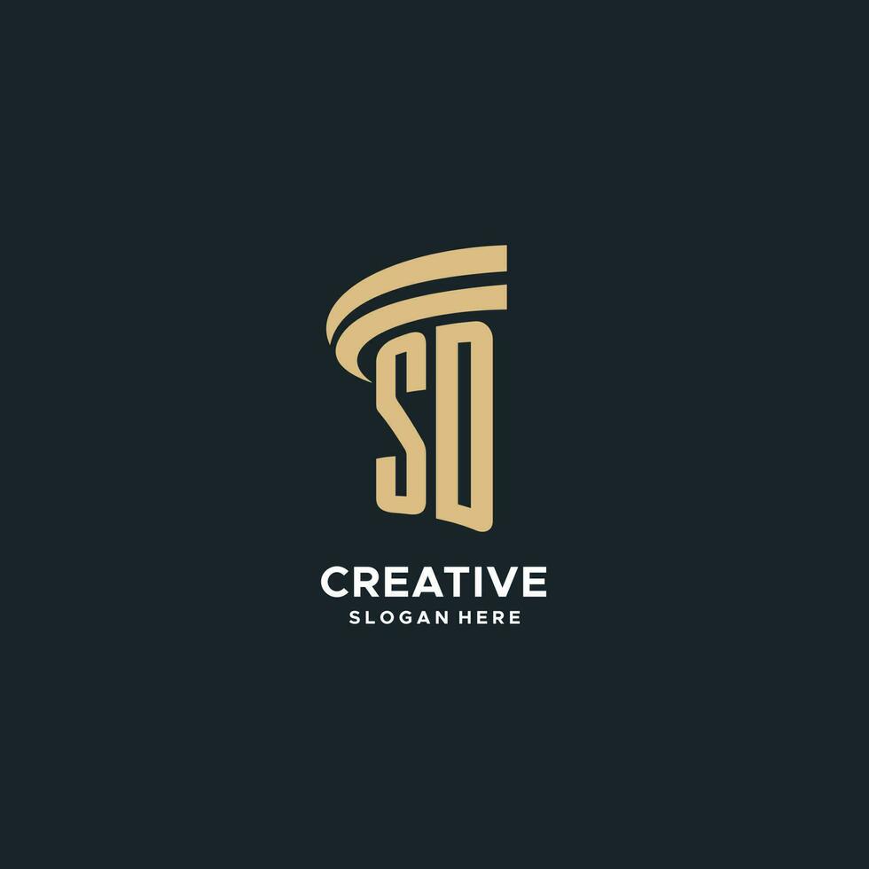 SD monogram with pillar icon design, luxury and modern legal logo design ideas vector
