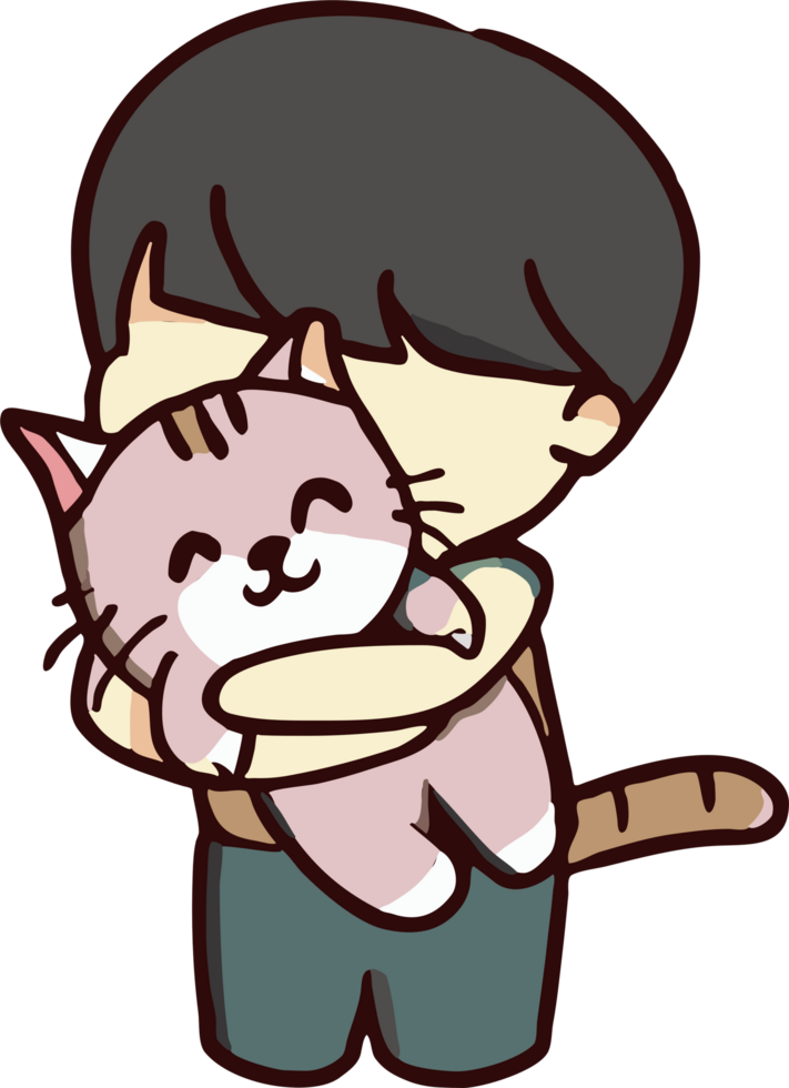 The person is hugging the cat png graphic clipart design