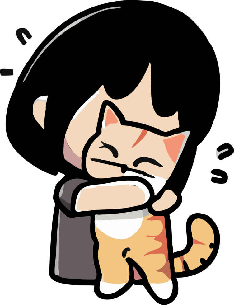 The person is hugging the cat png graphic clipart design