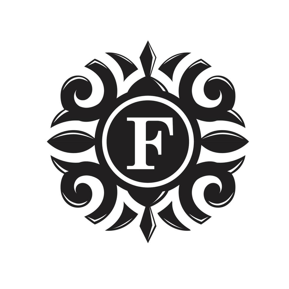 initial letter F letter in classic frame vector