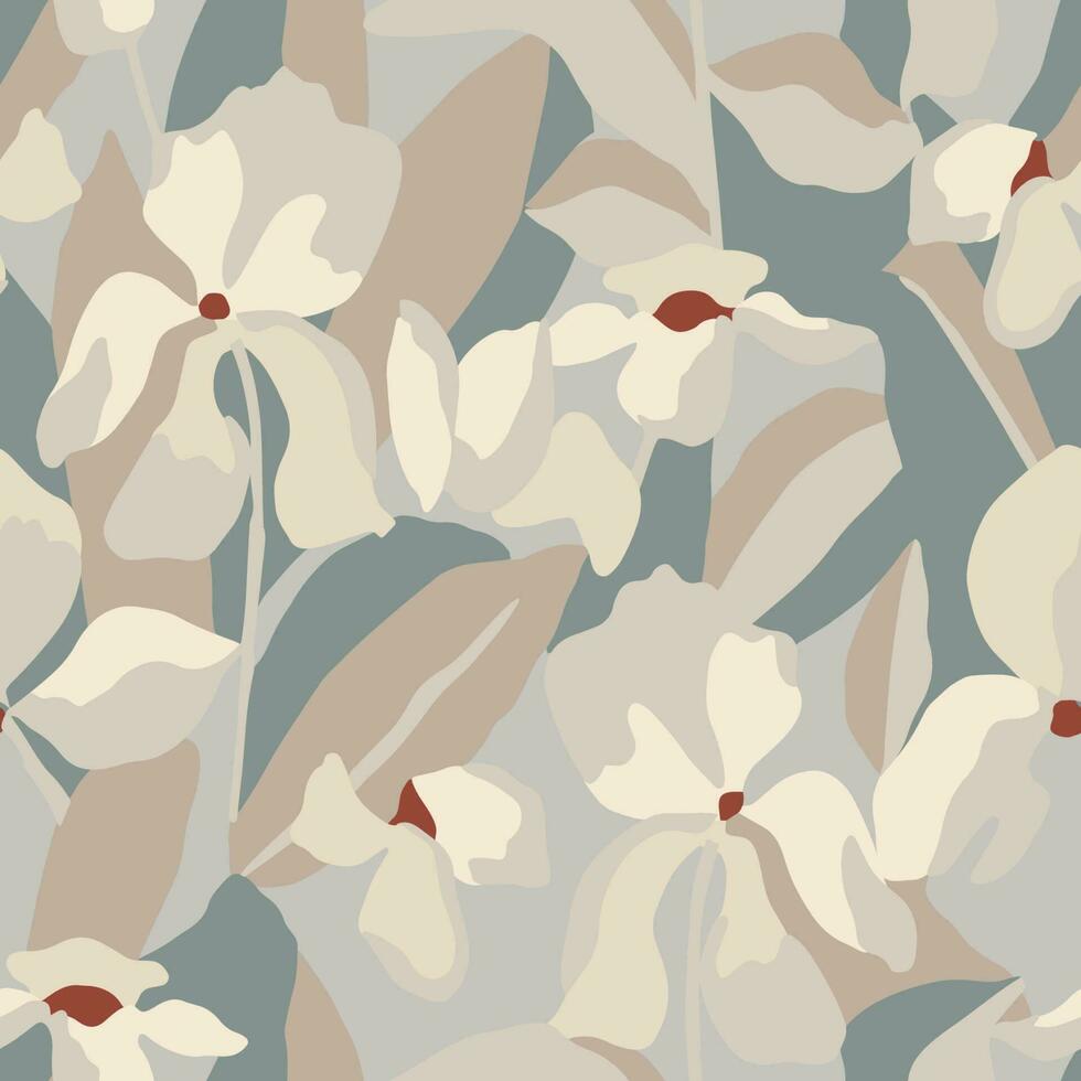 patrón de repetición sin costuras de ilustración de capas de flores vectoriales vector