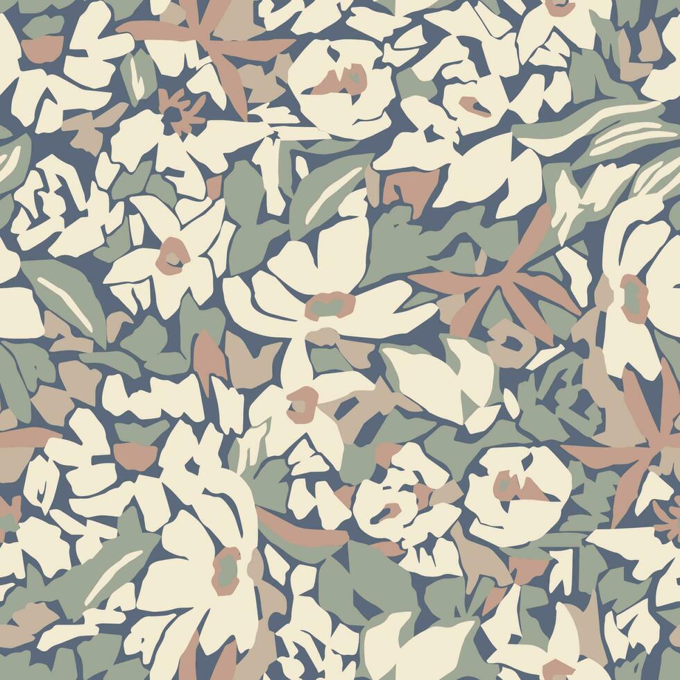 Vector flower layers illustration seamless repeat pattern