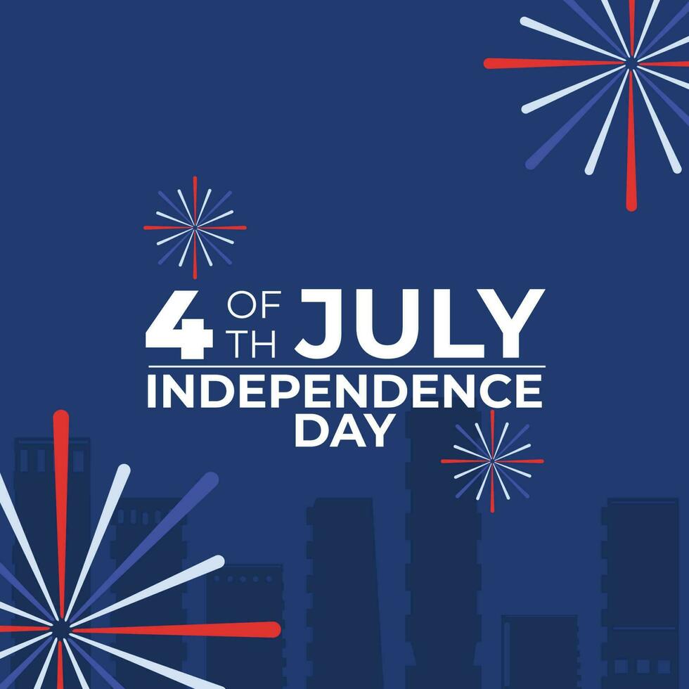 4th of July poster template USA independence day celebration with fireworks vector