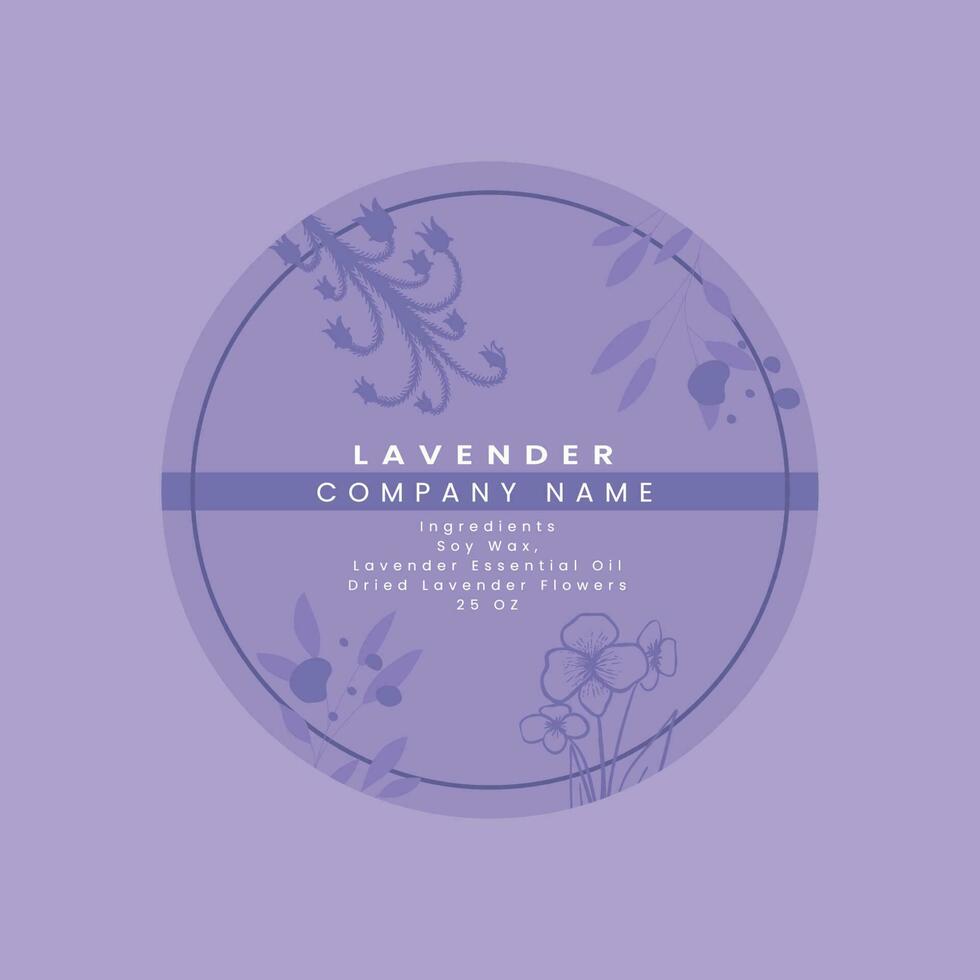 Lavender Candle Label Design, Candle Label Template, Pastel Colors, Minimalist Label Design, Packaging Design, Lavender Candle, Label Sticker vector