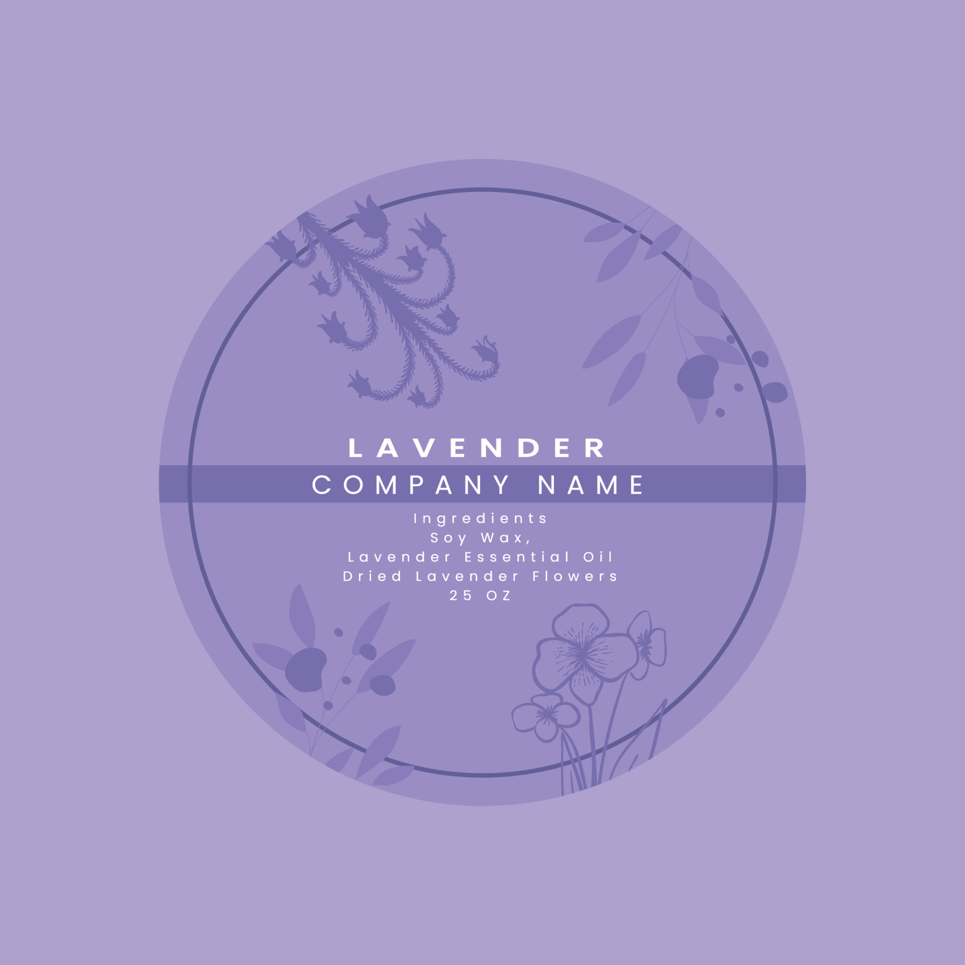 Lavender Candle Label Design, Candle Label Template, Pastel Colors