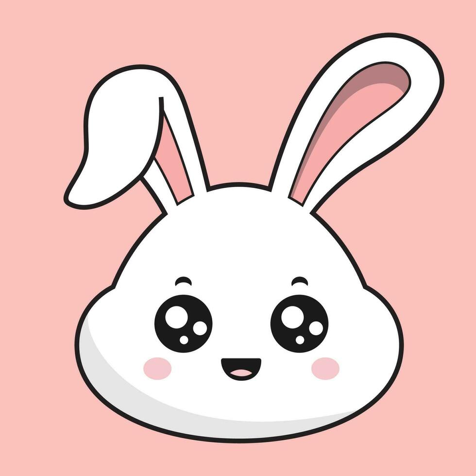 Rabbit Happy Face Bunny Head Kawaii Sticker vector