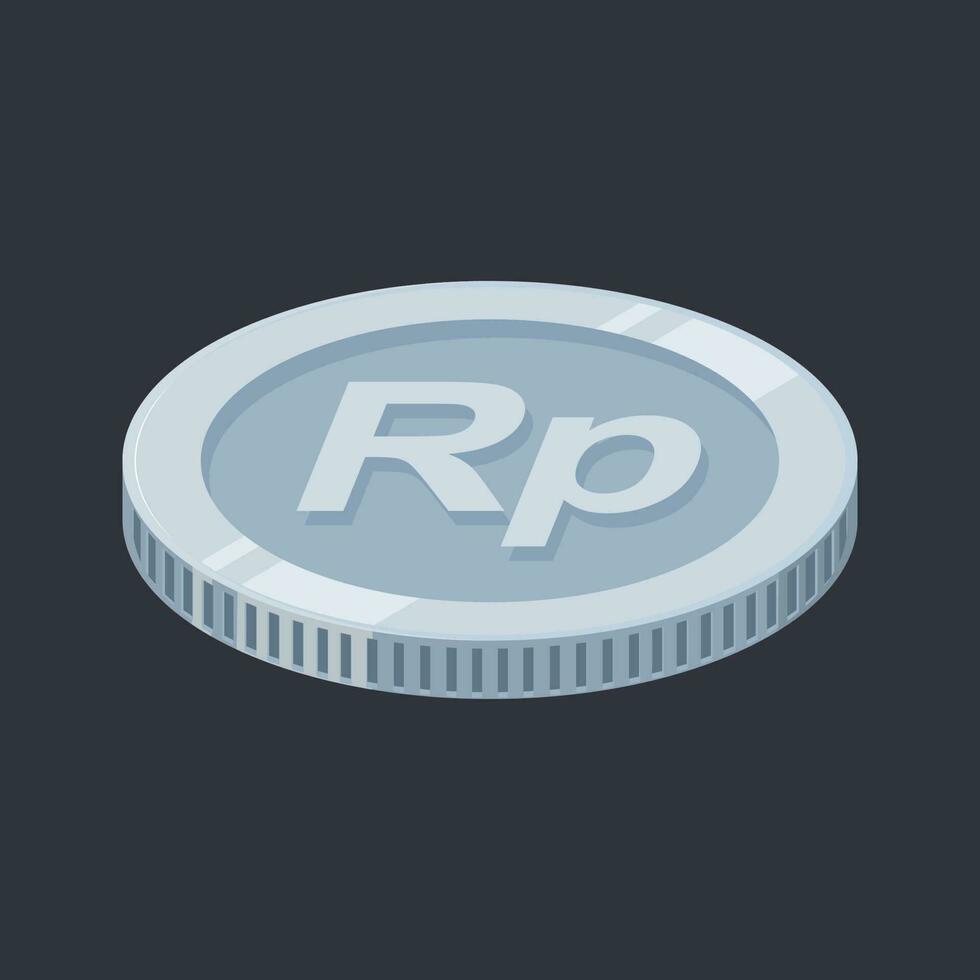 Rupiah Coin Silver Tin IDR Money Vector